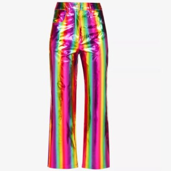 Amy Lynn Rainbow Lupe High Rise Straight Faux Leather Metallic Pants - Picture 6 of 6